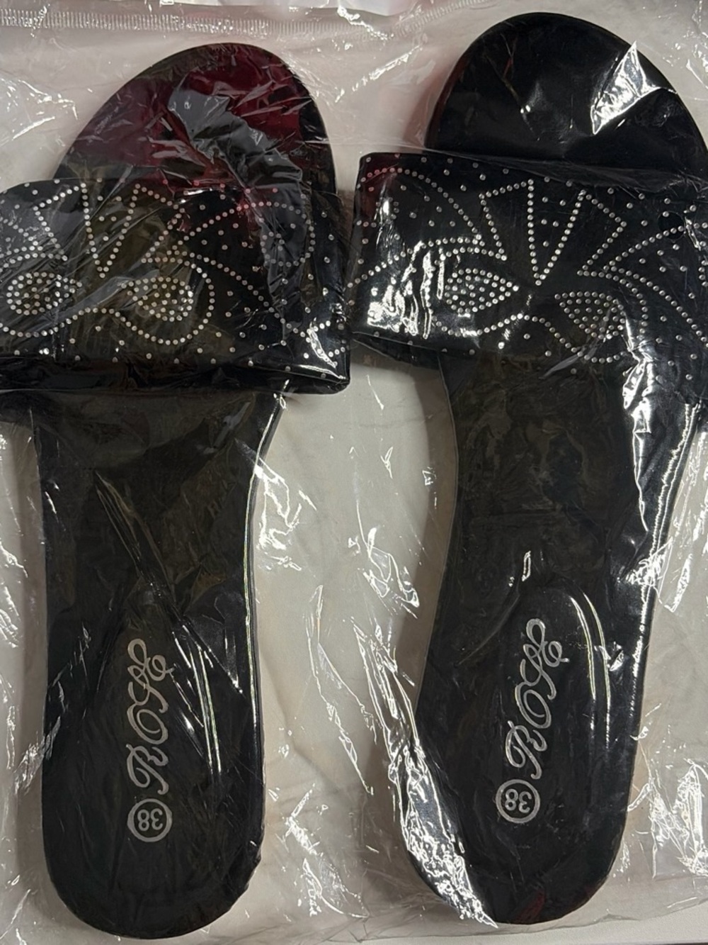 Black Studded Slide Sandals - Brand: Roro